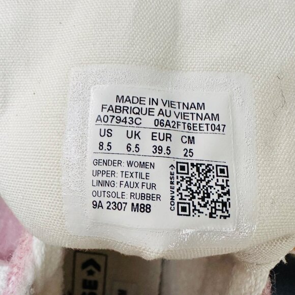 ❤️Converse Chuck 70 Hi Womens Shoes Sneakers 8.5 Pink Winter Faux Mohair A07943C - Picture 9 of 11